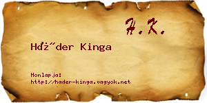 Háder Kinga névjegykártya